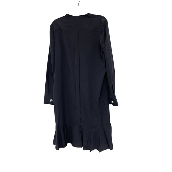 Tory Burch Womens Jane Shirt Dress Size 14 Navy Blue Ruffle Crepe de chine NWT - Picture 5 of 15